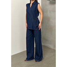 Lacarino 7970 Palazzo Kadın Jean Pantolon Rinse Denim