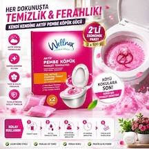 2 Li Aktif Pembe Köpük Tuvalet Temizleyici 2x100 Gr Köpüren Klozet Temizlik Tozu, Pratik Kullanım Ve Ferah Koku