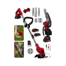 Dragro Drg-21v 2'li Set 21v Çift Akü R Uzatmalı Kollu Çalı Ot Biçme Şarjlı Tırpan Ve Testere 2 Akülü