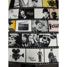 Film Şeridi Içende Charlie Chaplin Desenli Kumaş