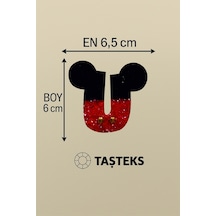 Taşlı Ütülenebilen Veya Sticker Olarak Kullanılabilen ' Mickey U ' Harfi