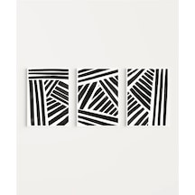 Çerçevesiz Poster Geometrik Siyah-beyaz Çizgiler 3'lü