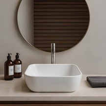 Kare Çanak Lavabo Bataryası 40x40 Cm, Deliksiz Tasarım 508 Yeşil