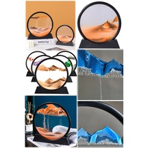 Orta Boy Akıllı Hediyelik Ev Ofis Kinetik Yuvarlak Kum Saati Hareketli Sanatsal Biblo Obje Çerçeve