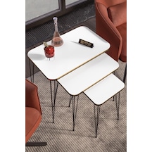 Zigon Sehpa Kr Çift Beyaz Tel Siyah Ayak Çok Renkli