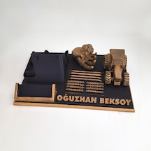 Kişiye Özel Çiftçi Masa İsimliği Ve Kartvizitlik Gold - Siyah