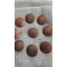 Antık Bakır Metal Düğme 18 Mm 9 Adet