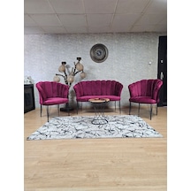 Siyah Boyalı Tel Ayak Papatya Çay Seti Koltuk Takımı , Balkon, S 001