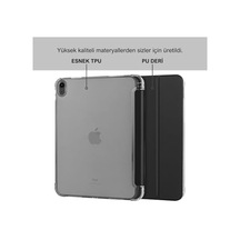 Apple İpad Air 5 / Air 4 10.9 İnç Uyumlu Smart Kılıf, Apple Pencil Kalemlikli, Trifold, Esnek, Mat, Darbeye Tam Dayanıklı Tablet Kılıfı Siyah