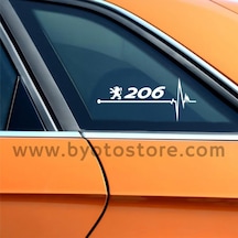 Peugeot 206 Için Kalp Atışı Ritim Oto Sticker (2 Adet)