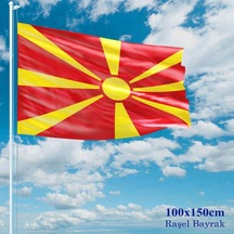 Makedonya Bayrağı - 100x150 Cm 1 Metre X 1,5 Metre - Raşel Kumaş 1