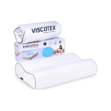 Visco Çift Bombeli Ortopedik Yastık 60x40x11/9 cm, Beyaz