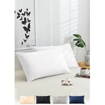 Vionel Home Pamuklu 2'li Kapaklı Yastık Kılıfı 50x70 Cm - Yumuşak Ve Nefes Alabilir - Düz Renk Beyaz Abanoz