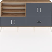 Arges Konsol 5 Raflı Tek Çekmeceli 4 Kapaklı 176x30x99 Çam-antras Çam-antrasit