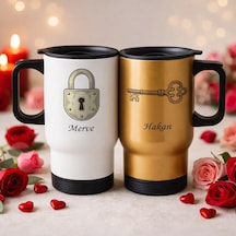 Bk Gift Kişiye Özel Sevgili Çift Tasarımlı 2li Kulplu Beyaz&gold Çelik Termos Mug 450 Ml -7, Sevgiliye Hediye, Sevgililer Günü Hediyesi Kobitmeyencom3