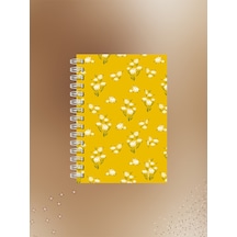 Sarı Papatya Desenli Çizgii Defter 60 Yaprak -120 Sayfa Tel Spiralli Çok Renkli