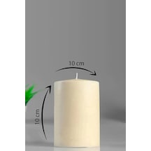 Silindir Mum Kütük Mum Krem Lavanta Kokulu 10 Cm Genişlik -10 Cm Yükseklik Orta Boy Krem