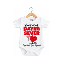 Babylimon Bebek Beyaz Beni En Çok Dayım Sever Desenli Kısa Kol Body Beyaz - 936542388 Beyaz