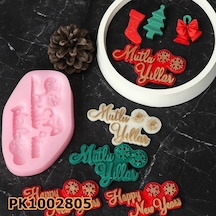 Pk1002805 - Silikon Kalıp Mum Kalıbı - 2'li Mutlu Yıllar Etiketi Renksiz