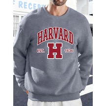 Startmore Tarzsokak Harvard Est. 1636 Baskılı Erkek Sokak Sweatshirtü Polar Oversize Kazaklar Sonbahar Her Şeyle Gri