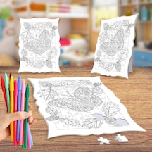Sonbaharda Uçan Kelebek Boyama Puzzle Tablo Çocuk Eğitici Yapboz
