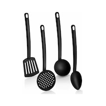 4'lü Set Lüx Yanmaz Yapışmaz Teflon Kaplama Servis Seti Kepçe Kevgir Spatula Kaşık Servis Takımı
