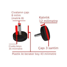 Plastik Başlı Çivata Ayak Mobilya Ünite Kitaplık Dolap Ayarlanabilir Ayak Mobilya Ayağı Sıkma Düğmesi Metrik 8 Çap Civata 8 Milim Boy 43 Milimetre Abanoz