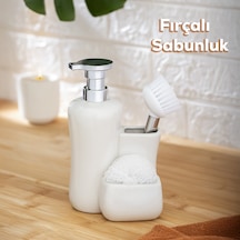 Porsima 277743 Beyaz Sıvı Sabunluk Fırçalı Süngerlikli 550 Ml