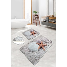 Starfısh 2 Li Set Banyo Halısı Paspas Yıkanabilir Çok Renkli