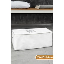 Flosoft Baza Hurcu, Yorgan Yastık Saklama Hurç, İpli Baskılı Çok Amaçlı Sandık Tipi Hurç 65x45x24 Cm