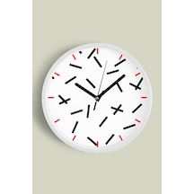 Soyut Geometrik Temalı Modern Duvar Saati - 35cm - Önü Camlı Beyaz Kasa - Sessiz Mekanizma-jh0433 Beyaz