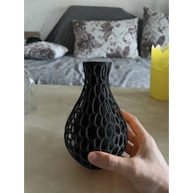 3d Baskı Petek Dokulu Vazo - Delikli Dekoratif Vazo-siyah