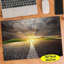 Gökyüzü Ve Uzayan Şeritli Yol Manzara 240 Parça Puzzle Yapboz-85