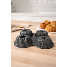 Viona 4'lü Muffin Döküm Kek Kalıbı Antrasit Antrasit