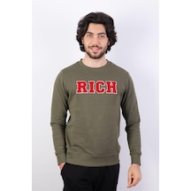 Haki Erkek Baskılı Sweatshirt Çok Renkli