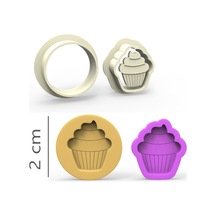 Cupcake Kurabiye, Bisküvi, Kolye Ucu, Mühür Kalıp Seti - 2 Cm