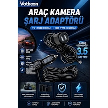 Magicool Araç Kamera Şarj Adaptörü 2 Usb Li Type-c Girişli 3.5 Metre Kablo Uzunluğu Ürün Kamera Değildir
