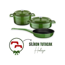 Lava Döküm 3x Trendy Serisi 6 Parça Tencere & Tava Seti Yeşil Kırmızı