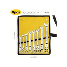 İthal Çantalı Profesyonel Mafsallı Cırcırlı Anahtar 8 Parça Oynar Başlı Takım Chrome Vanadium Çelik