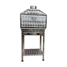 Paslanmaz Bacalı Mangal 35 X 50 Cm Dik Bacalı Havalandırmalı