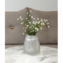 Vazo Dahil,vazo Dahil,vazoda Çiçek,beyaz Yapay Çiçek,vazo Dekoratif Kristal Taşlı Gümüş Poliresin 7x7x15 Çok Renkli