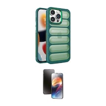 İeg Apple iPhone Uyumlu 15 Pro Max Kılıf Yadigar Doku Özel Seri - Siyah 3d Antistatik Mat Seramik Nano Ekran Koruyucu Pembe