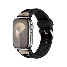 Mobilefix Apple Uyumlu  Watch 42mm Krd-117 Hava Alabilen Delikli Metal Süslemeli Desenli Silik