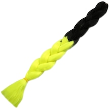Afrika Örgülük Sentetik Ombreli Saç 100 Gr. - Siyah / Neon Sarı