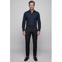 Bisse Lacivert Regular Fit Keten Birit Yaka Gömlek Gmktna1224017 C39