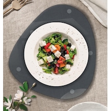 Cam Tabak Kahvaltı Tabağı Cam Supla 2'li Takım 32cm X 35cm Füme Cam Çok Renkli