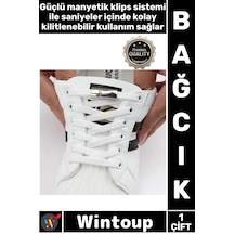 Wintoup Bağcık Beyaz Renk Manyetik Klipsli Lastikli Pratik Şık Çocuklar İçin Mıknatıslı Ayakkabı Bağcığı Çok Renkli