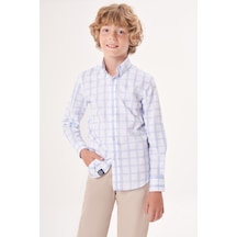 Bisse Regular Fit Yaka Düğmeli Mavi Erkek Çocuk Gömlek Gm23y231169 D35 Mavi