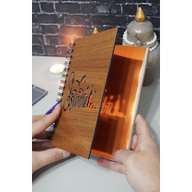Istanbul Ahşap Kapaklı Defter - Ajanda - Günlük - A5 Notebook Çizgisiz Defter Ahşap Rengi Ceviz
