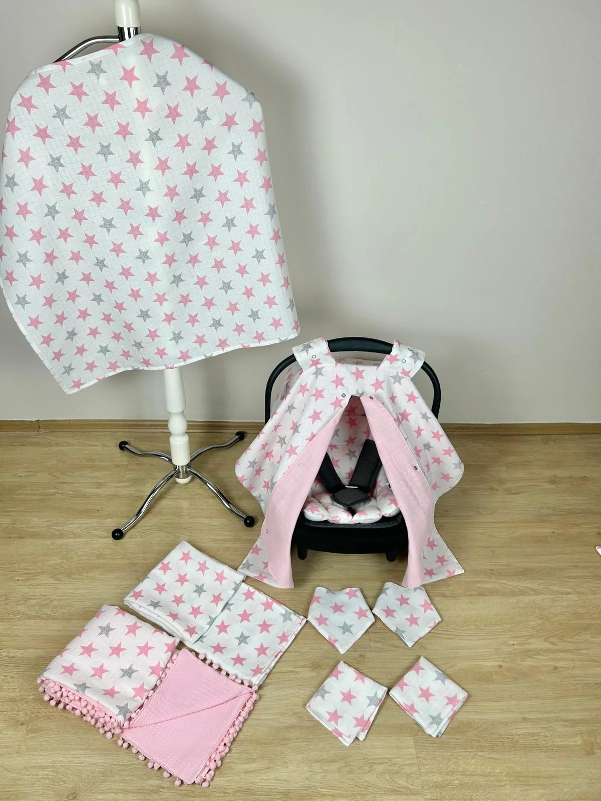 %100 Pamuk 9 Parça Çift Taraflı Muslin Set Yıldız